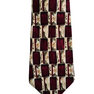 Burgandy Cream Mens Tie 100% Silk